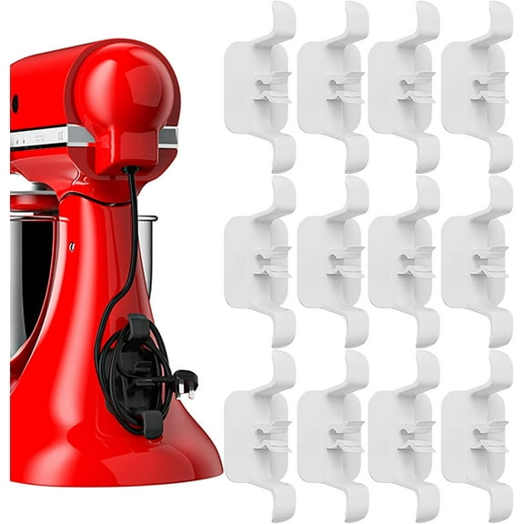 Cord Holder for Kitchen Appliances, 12Pcs Cord Holder Cords Wrap with Plug Holder, Shark Cord Organizer for Small Home Appliances, Kitchen Blenders, Coffee Makers, Air Fryers (12Pcs, White)