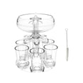 thumbnail image 2 of Dispensador de 6 vasos y dispensador de soporte, dispensador de cerveza de whisky transparente reutilizable para boda, vacaciones, casa, juegos de con cepillo de 6 tazas perfecl dispensador de vino, 2 of 8