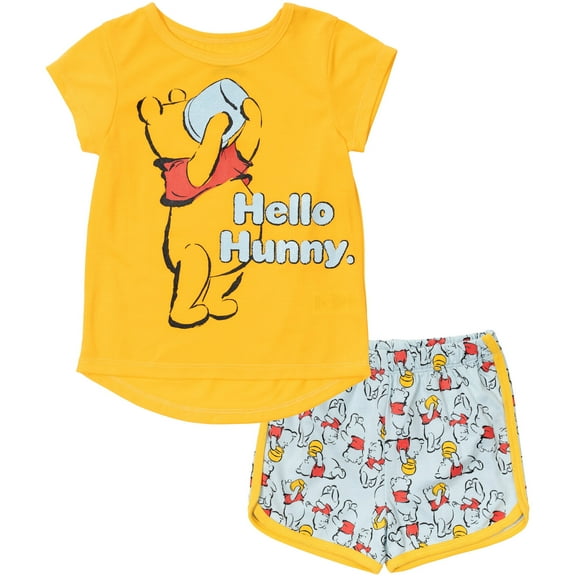 Disney Winnie the Pooh Little Girls T-Shirt French Terry Shorts blue / yellow 4