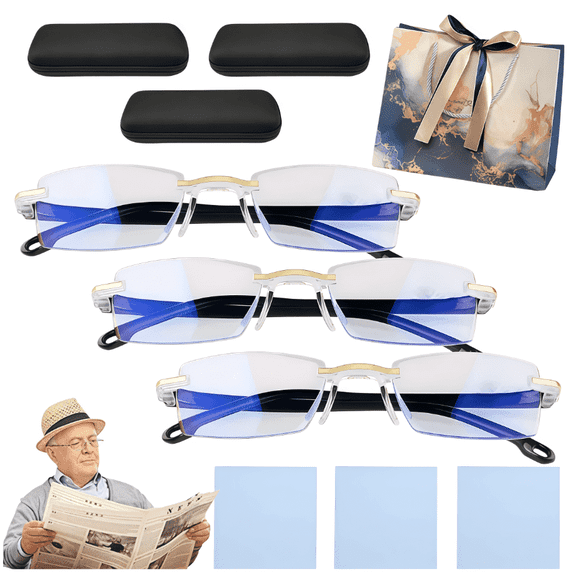 3Pcs Clarity Blue Glasses Self Adjusting, Automatic Adjustment Blue Ease Optics Glasses, Anti-Glare Protection Eye Glass for Men/Women