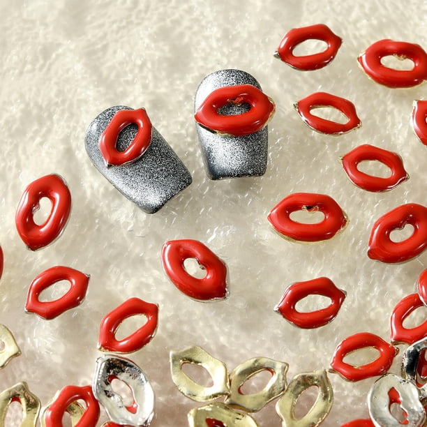 Abalorios para uñas GUAACCB, 24 unidades, diamantes de imitación para labios rojos de San Valentín