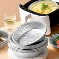 thumbnail image 5 of 50Pcs Round Foil Trays Foil Flan Dish Silver Foil Food Container Disposable Aluminum Foil Plate Tin Foil Pie Pans for Air Fryer, 5 of 9