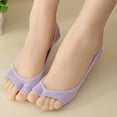 thumbnail image 7 of Peep Toe No Show Socks for Women, Open Toe Invisible Liner Socks with Non-Slip Silicone Grip, Two Finger Toeless Boat Socks, Light Purple, One Size, 7 of 7