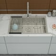 thumbnail image 6 of 33×22 Inches 16-Gauge Brushed Nickel Stainless Steel Drop in Single-Basin Top-Mounted Kitchen Sink Basin, 6 of 8