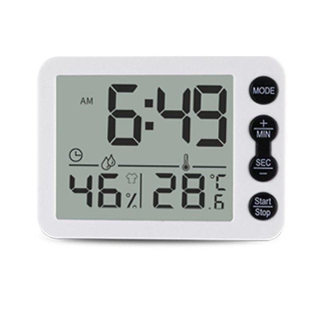 Indoor Thermometer Hygrometer, Electronic Digital Temperature Humidity, Humidity Monitor Clock, Home Kitchen Alarm Clock With Magnetic Countdown Timer