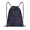 thumbnail image 1 of Xecao Copper-Gold Gloss Outline Navy Dark Blue Pattern Sports Drawstring Backpack - String Swim Gym Bag with Wet Proof Pocket for Women&Men-Small, 1 of 6