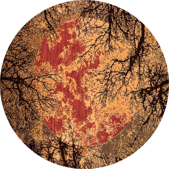 Ahgly Company Indoor Round Oriental Orange Industrial Area Rugs, 5' Round