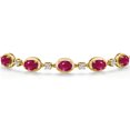 thumbnail image 3 of Gem Stone King 18K Yellow Gold Plated Silver Red Ruby Bracelet for Women | 5.00 Cttw | Gemstone July Birthstone | Oval 7X5MM | Fully Adjustable 9 inch, 3 of 6