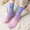 thumbnail image 2 of Kmdttou Women's Winter Gradient Color Mid Length Socks Adding Fleece To Keep Warm Sleeping Wool Socks Casual Soft Lightweight Quarter Socks, 2 of 3