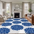 thumbnail image 3 of Dahlia Flower Area Rug 5x8 FT, Non Slip Bedroom Throw Carpet, Farmhouse Botanical Blue Grey Floral Washable Soft Floor Carpet Non-Shedding Rug for Living Room Nursery Dorm Office, 3 of 9