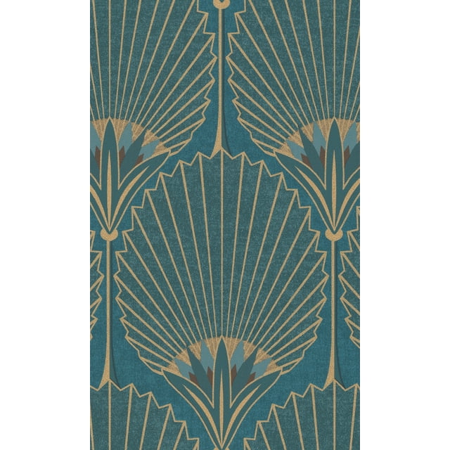 Blue Bold Art Deco Fan Wallpaper R8373