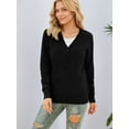 thumbnail image 2 of Aiyino Women's Long Sleeve Knit Cardigan Sweater Basic V Neck Button Down Knitwear Winter Tops,Black L, 2 of 6