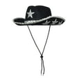 thumbnail image 4 of Sombrero de vaquero de moda estilo occidental, portátil, de ala ancha, accesorio nupcial, sombrero de fiesta negro, 4 of 9