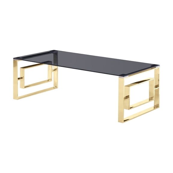 Best Master Mallory Stainless Steel and Smoked Glass Coffee Table in Gold