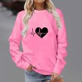 thumbnail image 2 of Besolor Womens Fall Spring Sweatshirt Heart Printed Crewneck Long Sleeve Tops Casual Loose Plus Size Pullover Blouse, 2 of 4