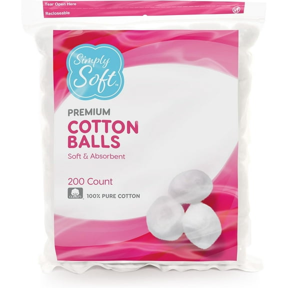 Simply Soft Premium Cotton Balls (600 Count),  Pure Cotton, Large Cotton Balls for Face and Nail Polish Remover