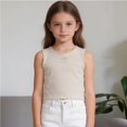 thumbnail image 4 of CPNG Girls Tank Tops Ribbed Sleeveless Crew Neck Solid Color Undershirts Camisole Bow Embroidery Lace Trim Cute Summer Cami, 4 of 8