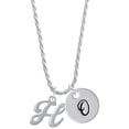 thumbnail image 1 of Delight Jewelry Silvertone Small Gelato Script Initial - H - Silvertone Script Initial Disc - O - Charm Necklace, 20"+3", 1 of 4