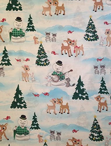 1 Yard Features Rudolph And Clarice On An Ice Pond With The Snowman Narrator And Other Woodland Animals Cotton Fabric Great For Quilting Craft 1 Yard Features Rudolph And Clarice On An Ice Pond With The Snowman Narrator And Other Woodland Animals Cotton Fabric Great For Quilting Craft