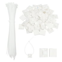 Uxcell 100Set Cable Tie Zip Self Adhesive Mounts Set 6 Inch Nylon Cable Tie, White