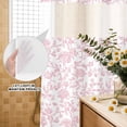 thumbnail image 3 of No Hook Shower Curtain, Pink Flower Shower Curtains for Bathroom with See Through Top Window, Vintage Farmhouse Boho Leaf Spring Solid Waterproof & Washable Bath Curtain 60"x72", 3 of 9