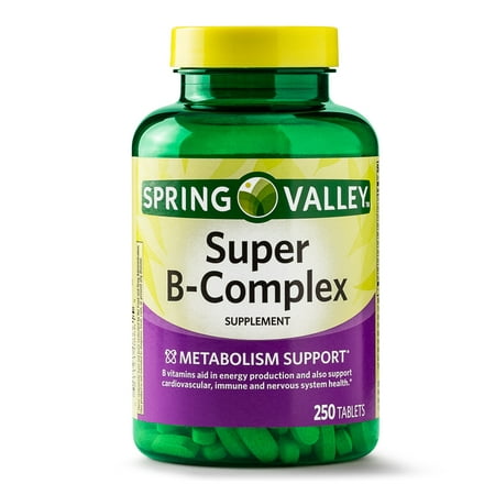 Spring Valley Super B-Complex Tablets, 250 Ct (Best Vitamin B Complex For Energy)
