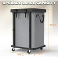 thumbnail image 6 of 150L (40 Gal) Large Fashion Laundry Basket with Wheels, Leather Patchwork Rolling Hamper Carts, Sturdy Metal Frame, Removable Washable Bag, Tall Clothes Sorter for Bedroom, Laundry Room - Beige, 6 of 8