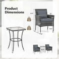 thumbnail image 3 of Costway 3 PCS Patio Furniture Set with Cushioned Patio Chairs & Tempered Glass Coffee Table Grey, 3 of 10