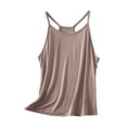 thumbnail image 2 of LYEAA Cami Tank Tops for Women Plus Size Sleeveless Crew Neck Summer Loose Casual Camisole Solid Spaghetti Strap Flowy Beach Fashion Pullover Vest Breathable Soft Loungewear Going Out Clothes Brown L, 2 of 5