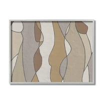 Stupell Industries Curved Shape Figures Abstraction Brown Beige Neutral Abstract Painting Gray Framed Art Print Wall Art, 16 x 20