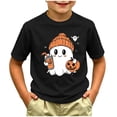 thumbnail image 2 of Zaveiop Girls Halloween T Shirt Cute Ghost Graphic Short Sleeve Crew Neck Kids Holiday Wear Size 2-3 Years, 2 of 5