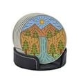 thumbnail image 4 of LNWH Non-Slip Decorative Drink Coasters, Vintage Sunset Watercolor Forest Pattern Drink Mats with Holder, 6 Pcs, 4 of 8