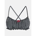 thumbnail image 5 of Kacey Lee Women's and Women's Plus Lettuce Edge Bikini Top with Bow, Sizes XS-3X, 5 of 5