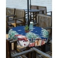 thumbnail image 2 of Fsddascl Blue Christmas Outdoor Tablecloth - 54 Inch Round Dining Table Cover, Xmas Snowman Tree Snowflake Waterproof Outdoor Table Cloth with Umbrella Hole & Zipper for Picnic/Patio/Party, 2 of 7