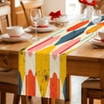 thumbnail image 3 of Abstract Geometric Table Runner, National Style Vintage Beige Stripe Cotton Linen Kitchen Table Decoration Washable Dining Tabletop Runners for Home Party Decor 13x108 Inches, 3 of 9