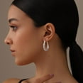 thumbnail image 3 of LeCalla 925 Sterling Silver Hoop Earrings for Women Mesh Filigree Oval Hoops Click-Top Earrings 30MM, 3 of 7