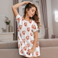thumbnail image 3 of Gukieu Orange Fox Print Women's Nightgown, A-line Round Neck Short-sleeved Nightgown Pajamas Home Wear Suitable for Home and Outing, 3 of 6