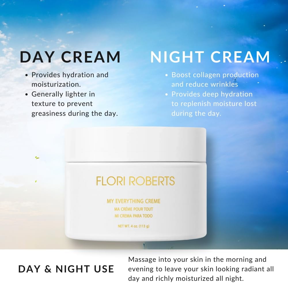Flori Roberts My Everything Crème - Moisturizer for Face, Eyes and Throat - Anti-Wrinkle Cream 4oz
