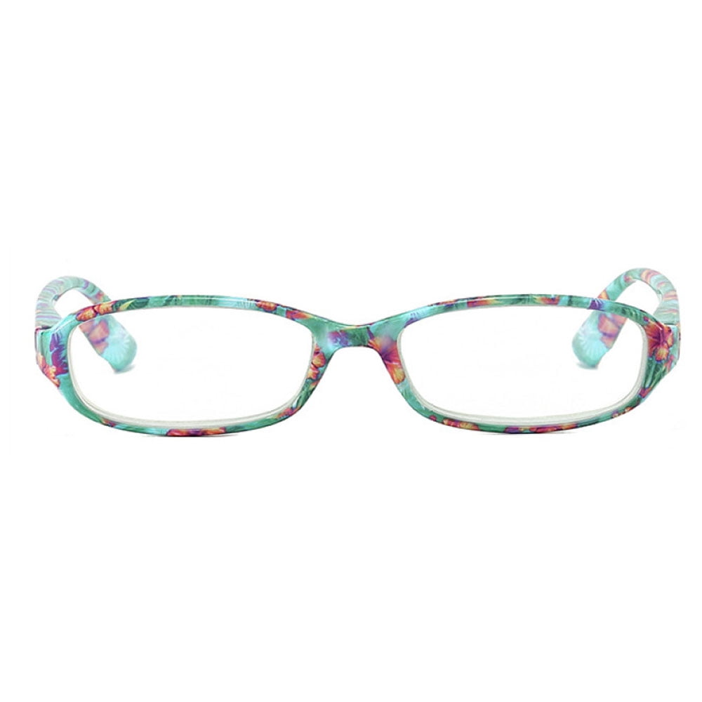 5 Pairs of Small Rectangle Flower Print Anti-blue Light Reading Glasses 3.00 Spring Hinges Readers for Women +3.00 strength