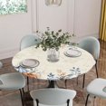thumbnail image 5 of Blue Pumpkin Fall Round Tablecloth for 36-44 Inch Tables,Fitted Table Cover with Elastic Edge,Thanksgiving Eucalyptus Leaves Beige Waterproof Outdoor Table Cloth Protector for Patio Garden Dinner, 5 of 9