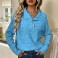 thumbnail image 2 of Vinsonshop Collared Sweaters for Women Spring Sweaters Light Weight Sweater for Women Fall Sweaters for Women Long Sleeve Sweaters for Women Knit Sweater Plain Sweaters for Women Blue L, 2 of 5