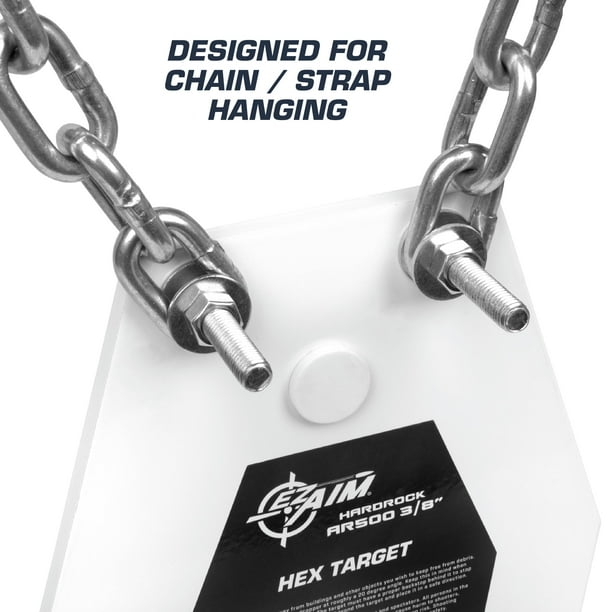 Ez Aim Ar500 Hex Steel Target, 3/8 in Thick, 15 x 8 x 3/8, White