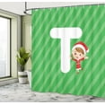 thumbnail image 5 of Ambesonne Christmas Alphabet Shower Curtain, Holiday Scene T, 69"Wx84"L, Green Dark Coral White, 5 of 5