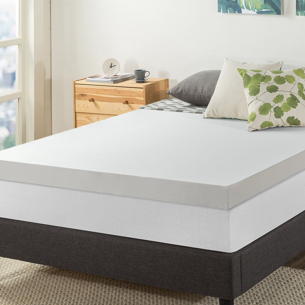 Mellow 4" Solid Print Memory Foam Mattress Topper, Queen