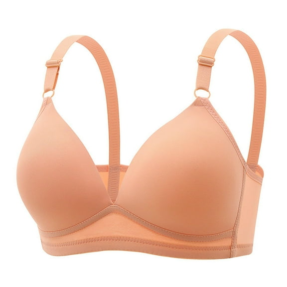 qolati Plus Size Everyday Bras for Women Basic Soft Wireless Push Up Sports Bras Adjustable Straps Seamless Stretch Full-Coverages No Underwire T-Shirt Bra