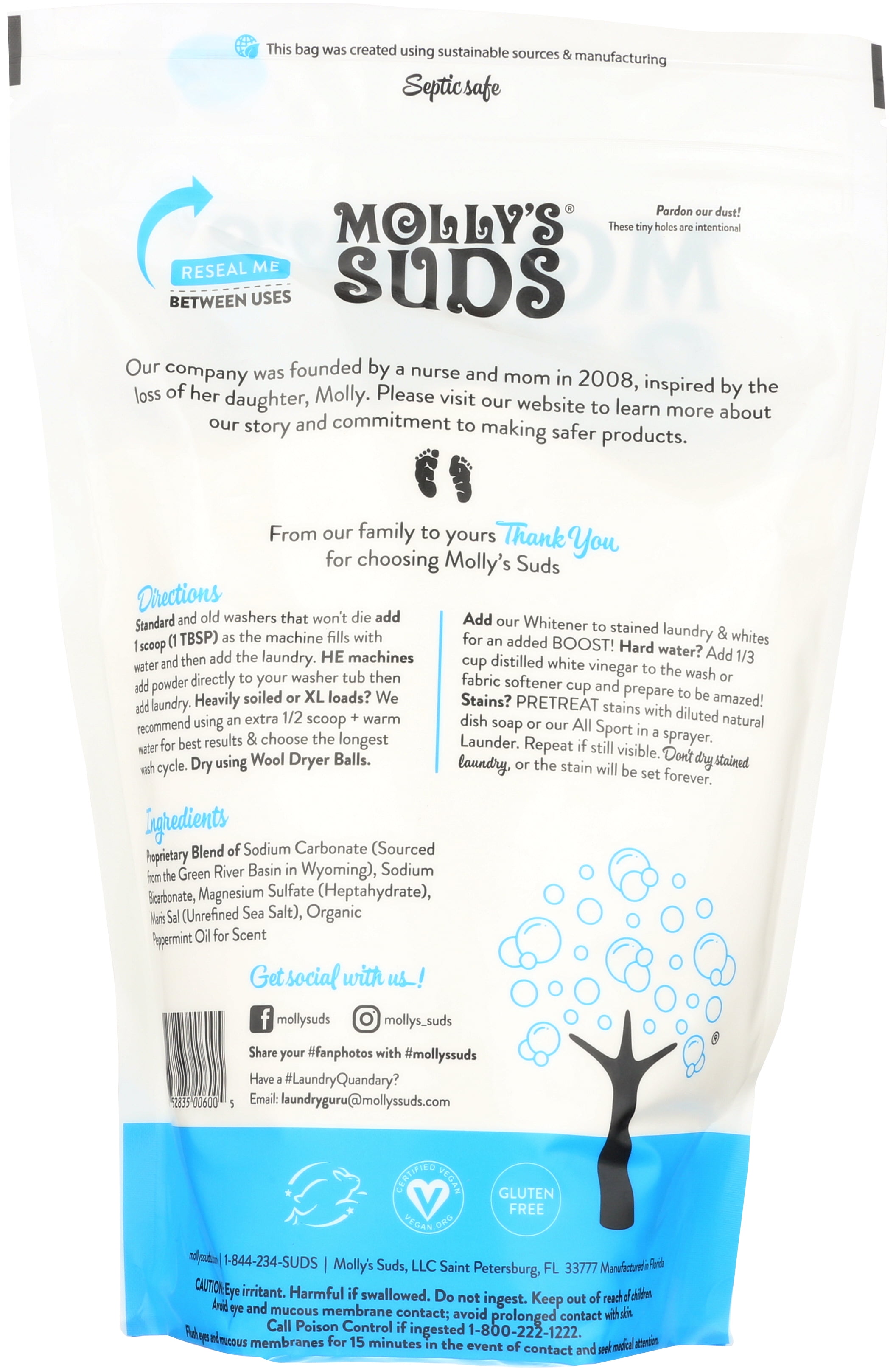 Mollys Suds Laundry Powder, Ultra-Concentrated - 41.8 oz