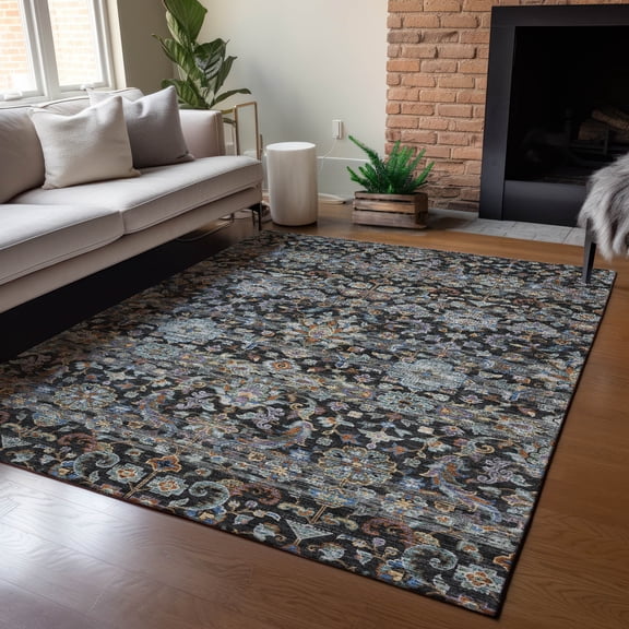 Addison Rugs Chantille Indoor/Outdoor Traditional Global Black Machine Washable Rectangle Rug, 10' x 14'