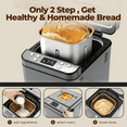 thumbnail image 3 of Rosewill 25-in-1 Automatic Bread Maker Machine with 3 Loaf Size up to 2LB, 700W High Power Dual Heater Bread Maker with BPA-free Nonstick Coating Pan, Max 15 Hours Delay Timer, Low Noise - Gray, 3 of 6