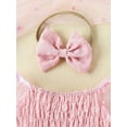 thumbnail image 4 of Bagilaanoe Newborn Baby Girl Rompers Dress Short Puff Sleeve Bodysuits 3M 6M 12M 18M Infant Tulle Patchwork A-line Dresses, 4 of 8