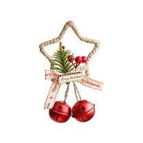 dajkiuy Christmas Jingle Bells Door Hanger, Star Top Vintage Bell with Bow and Berries Door Knob Pendant Hanging Ornaments for Xmas Winter Holiday Tree Doorway Decor